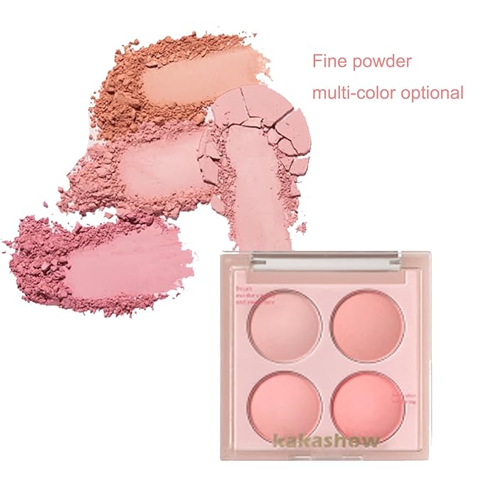 Matte Blush Powder Palette, Blending Mood Cheek, 4 Blendable Shades Korean Fairy Pink Blusher in Lightweight Smooth Powder, Vegan Makeup (Cantaloupe 3#, 1.84 ounces)-BrightBean Baby