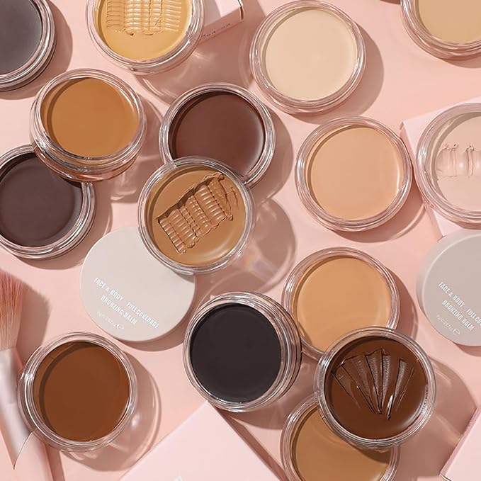 Kaely Cream Pot Concealer Full Coverage Set,Conceal Brighten Dark Circles,under Eye Brightener Color Correcting Concealer,Waterproof Foundation Palette with Brush,corrector de ojeras,Vegan Makeup,05-BrightBean Baby