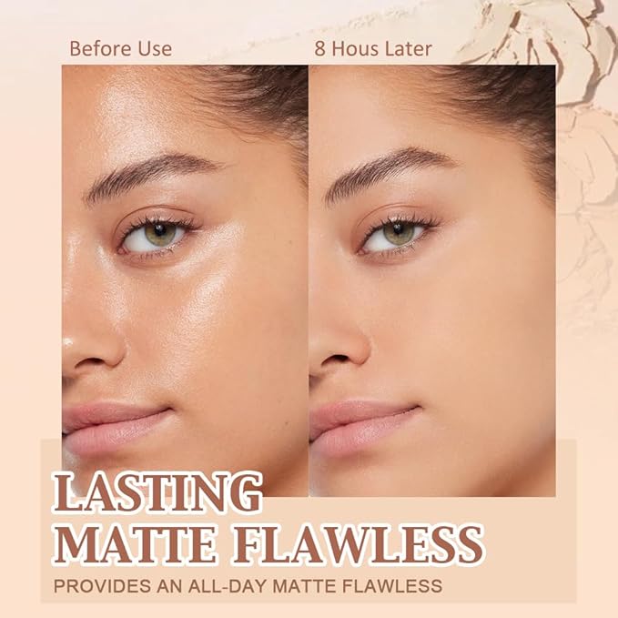 evpct Kaely Oil Control Pressed Face Powder, Get Smooth Flawless Fine Lines and Lightweight Finishing Foundation, Control Shine Long Lasting Waterproof Face Setting Powder Cosmetic, 12 Radiant Sand-BrightBean Baby