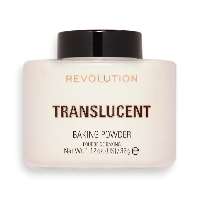 Revolution Beauty, Loose Baking Powder, Makeup Setting Powder, Long Lasting Coverage, Mattifies & Reduces Shine, Translucent, 1.13 Oz-BrightBean Baby
