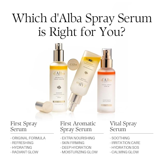 d'alba Piedmont Italian White Truffle Vital Spray Serum, Vegan Skin Care, Calming and Hydrating Facial Mist for Red and Sensitive Skin, Glow Serum, Surfactant Free, All in One, Korean Skin Care-BrightBean Baby