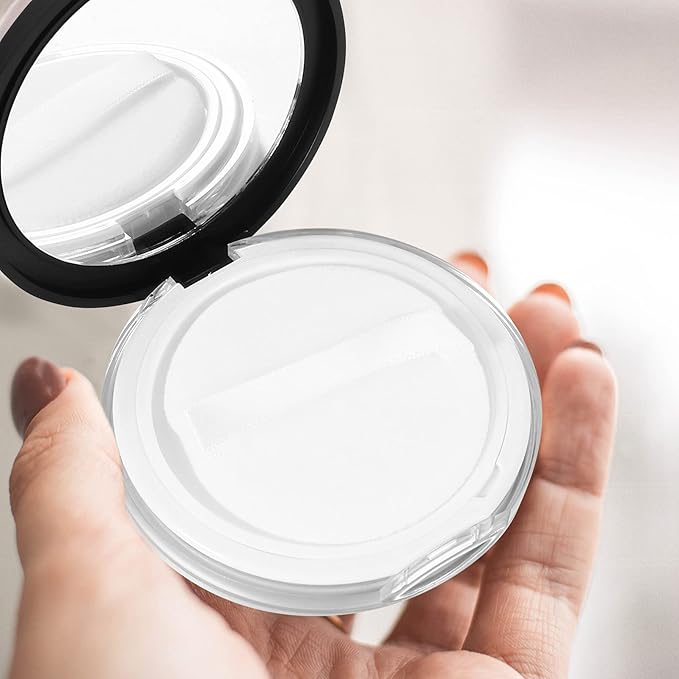 Loose Container 2pcs Loose Containers with Elasticated Net Sifter, Mirror and Puff 5g Loose Compact Case Case for DIY Makeup and Travel ( Black ) Travel Container-BrightBean Baby
