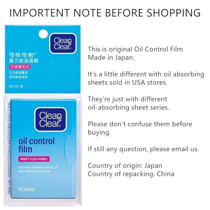 Premium Oil Control Film,Same Series with Clean&Clear Oil Absorbing Sheets,180Sheets/3Pack Larger Oil Blotting Sheets for Face,Makeup Friendly High-performance Handy Face Blotting Paper for Oily Skin-BrightBean Baby