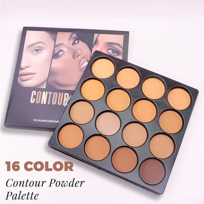 Professional Light Medium Brown Contour Highlight Palette,Multiple Full Coverage Makeup Palet for Correcting, Easy Blending, Long-lasting formula, Sculpt & Highlighting,Matte and Shimmer Finish, 16A-BrightBean Baby