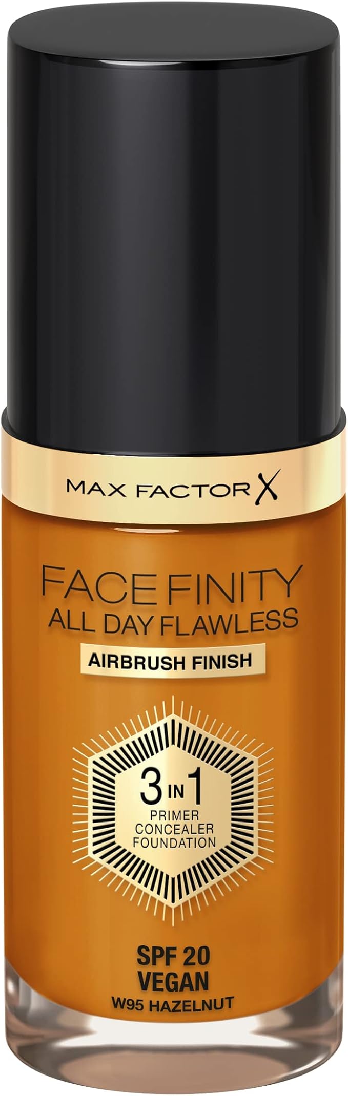 Max Factor Facefinity 3-in-1 All Day Flawless Foundation SPF 20, 95 Hazelnut, 30 ml-BrightBean Baby
