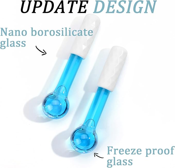 ICE GLOBES SMALL BALLS for Eyes, 2 PCS Blue Facial Globes for Massage Tool, Facial Roller Cold Skin Massagers, Tighten Skin, Reduce Puffiness and Dark Circles, Enhance Circulation-BrightBean Baby