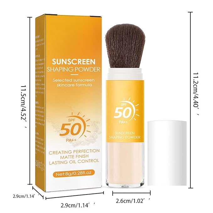 Mineral Sunscreen Setting Powder, Natural Translucent Mineral Brush Powder, SPF 50 PA++, Matte Makeup Setting Powder Long Lasting Oil Control Lightweight Breathable Face Powder for All Skin-BrightBean Baby