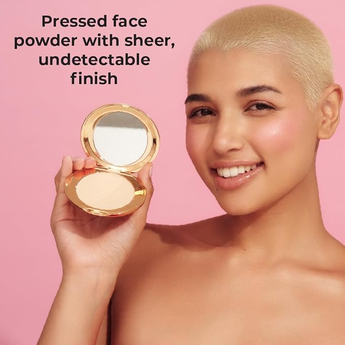 MCoBeauty Miracle Flawless Pressed Powder, Natural Medium Shade, Oil-Control, Soft-Focus Finish with Hydrating Rose Flower Extract & Sweet Almond Oil, Vegan, Cruelty Free Cosmetics-BrightBean Baby