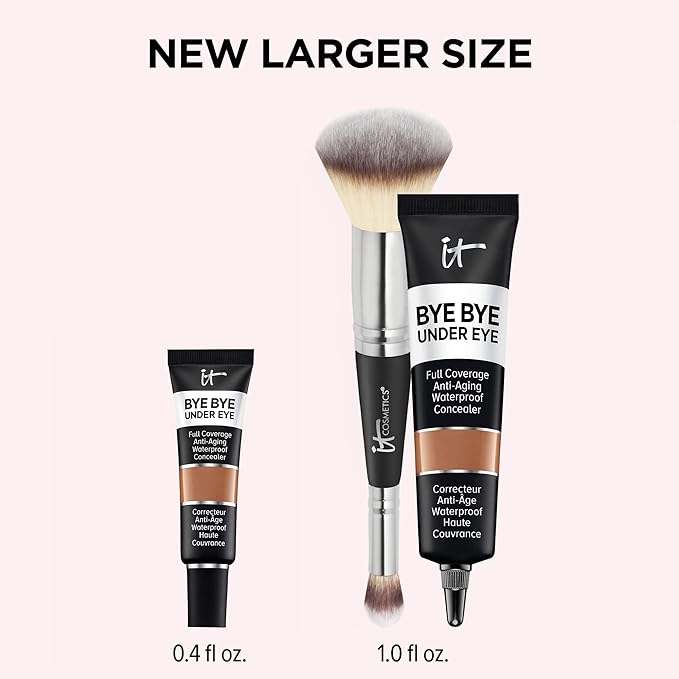 IT Cosmetics Makeup Set - Includes Supersize Bye Bye Under Eye Concealer (42.5 Deep) + Heavenly Luxe Complexion Perfection Concealer Brush (1 fl oz) - with Collagen, Hyaluronic Acid & Antioxidants-BrightBean Baby