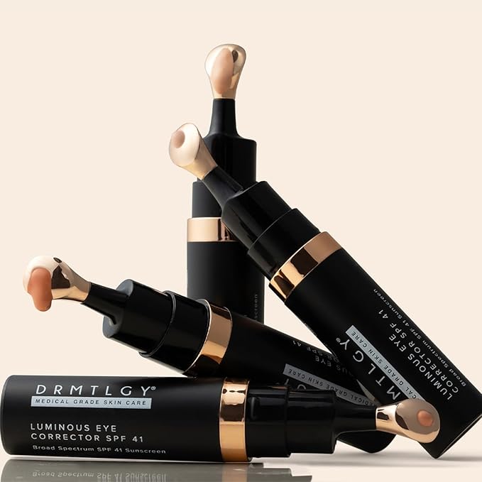 DRMTLGY Luminous Eye Corrector SPF 41, Under Eye Color Corrector for Dark Circles, Anti-Aging Tinted Eye Cream, Hydrating Eye Serum with Peach Undertone, Fair-BrightBean Baby