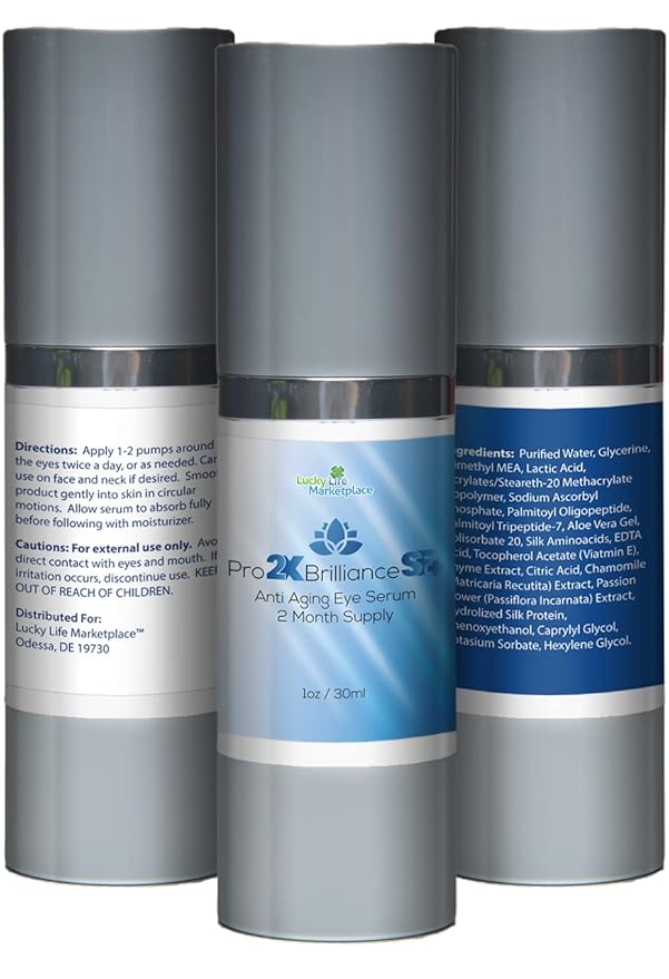 Pro 2x Brilliance SF + Serum - Anti Aging Eye Serum - 2 Month Supply - Rapidly Reduce Appearance of Dark Circles & Puffiness - Exfoliating Vitamin C Serum to Rejuvenate Skin - Aid Skin Cell Renewal-BrightBean Baby