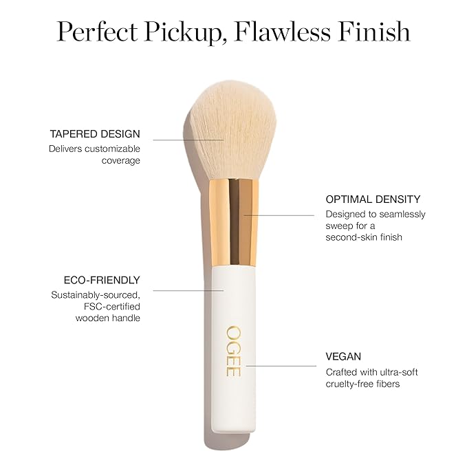 Ogee Powder Brush - Professional Quality Makeup Brush - Ultra-Soft Powder Setting Brush with Vegan Fibers for Flawless Application-BrightBean Baby