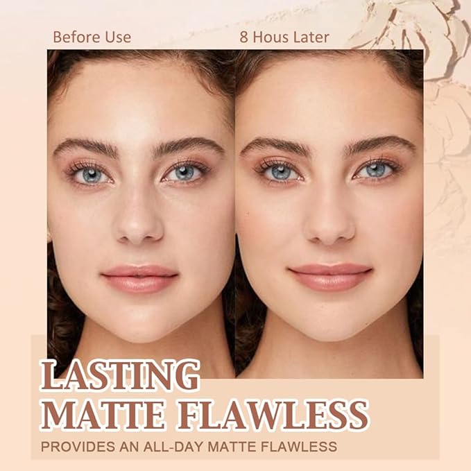 Oil Control Matte Perfection Face Pressed Powder, Matte Smooth Flawless Setting Powder Makeup, Polvo Compacto De Maquillaje, Waterproof Long Lasting, Cruelty Free, 0.35Oz (02 Natural Beige)-BrightBean Baby