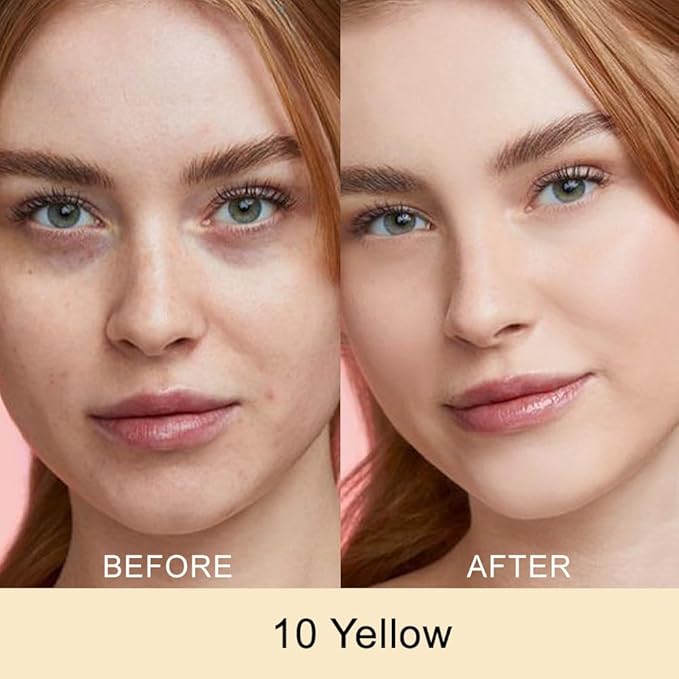 Kaely Color Correcting Concealer,Cream Pot Concealer Full Coverage,under Eye Concealer Palette for Conceals Dark Circles,Waterproof Foundation Face Makeup,10 Yellow-BrightBean Baby