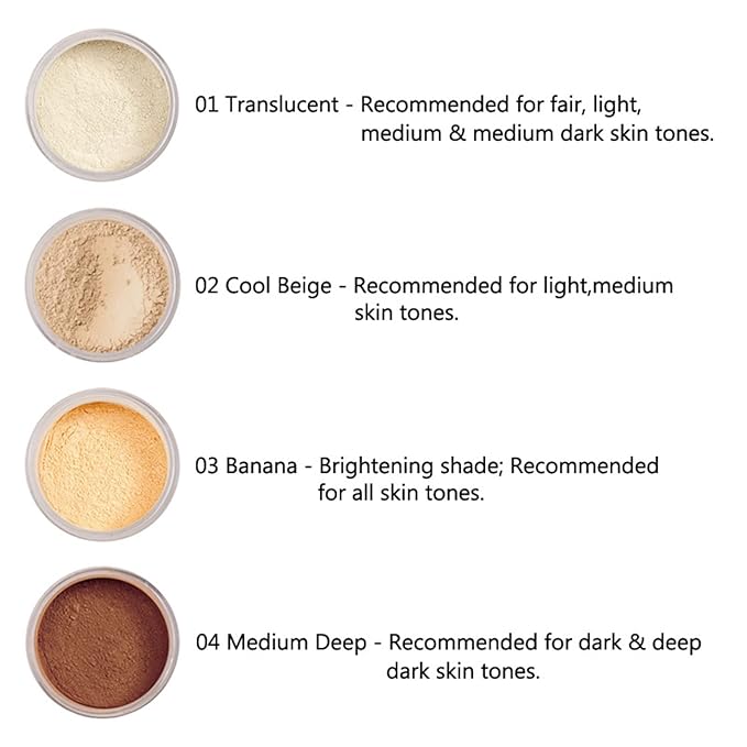 PHOERA Setting Powder Controls Oil,Setting Powder Makeup Light,Loose Powder Makeup Coverage,Loose Setting Powder Mini,0.17oz (01#Translucent)-BrightBean Baby