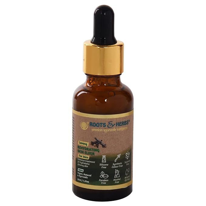 Roots & Herbs Ayurvedic Natural Treatment 100% Vegan No Paraben Lavang Rehydrating Skin Moisturizer Elixir for Men- 50 ML-BrightBean Baby