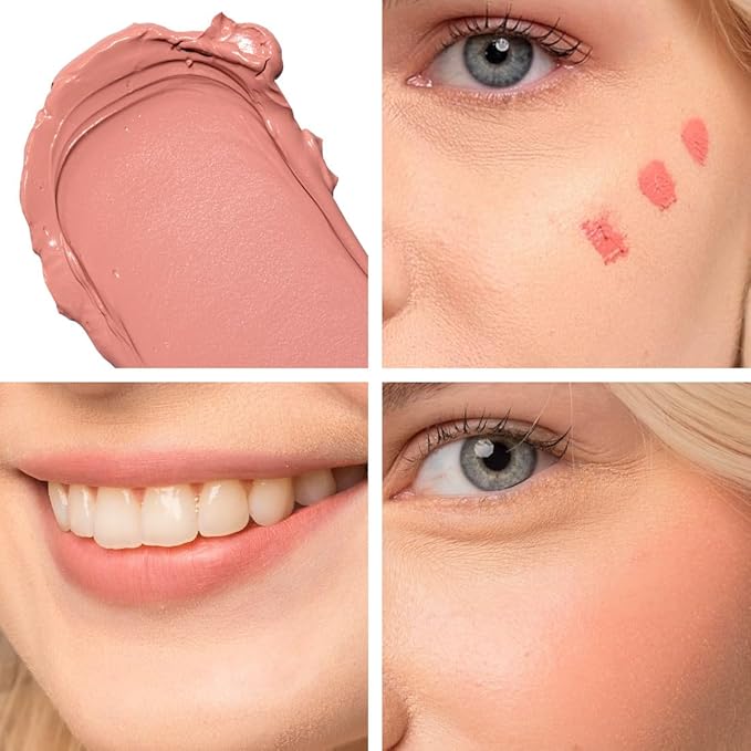 Palladio Liquid Blush for Cheeks & Lips 2-in-1 Makeup Face Blush, Weightless Cream Formula, Smudge Proof Long-Wearing Pigmented Blush, Natural Look Makeup Face Blushes, Dewy Finish, Rose Cloud-BrightBean Baby