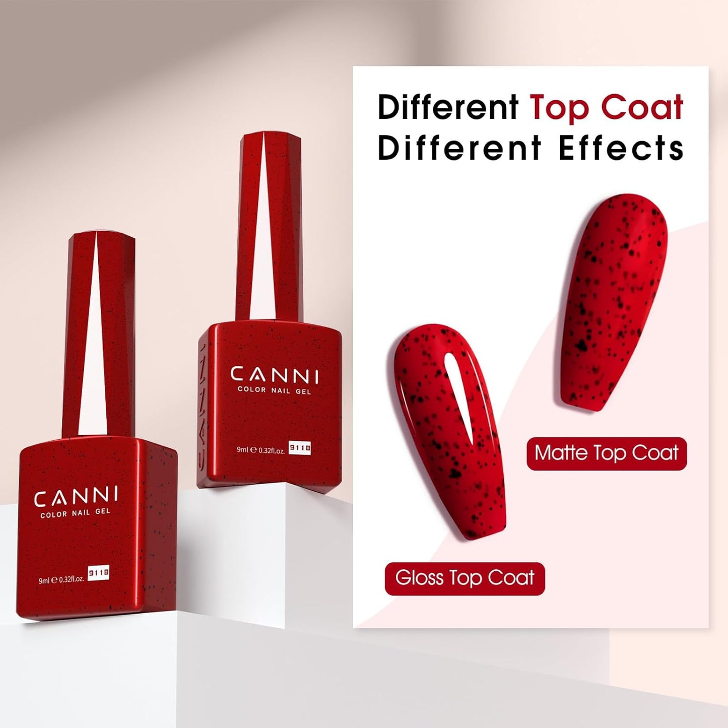 CANNI Wine Red Glitter Gel Polish – 9ML Sparkly Soak-Off UV/LED Gel Nail Polish for French Manicure, DIY or Salon Use-BrightBean Baby
