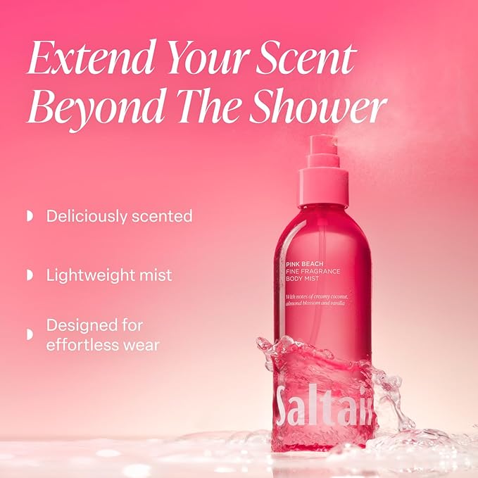 Saltair Body Mist 2 Pack - Fine Fragrance, Lightweight Body Spray Mist with Pink Beach Scent. Long Lasting Perfume Mist. 2x 8oz Bottles-BrightBean Baby