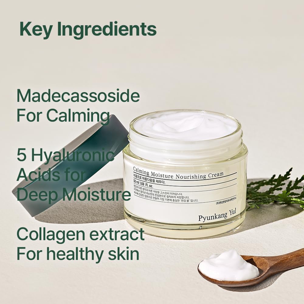 Pyunkang Yul PKY Calming Moisture Nourishing Cream Instantly Soothes Sensitive Skin, Face Moisturizer for Healthy Skin Vitality with Collagen, Vegan, Korean Skincare (1.69 Fl. Oz, 50ml)-BrightBean Baby