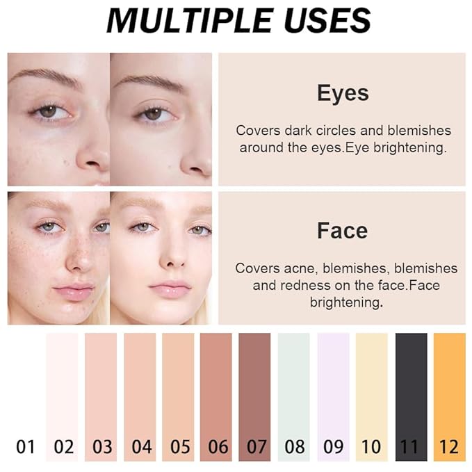 Kaely Color Correcting Concealer,Cream Pot Concealer Full Coverage,under Eye Concealer Palette for Conceals Dark Circles,Waterproof Foundation Face Makeup,02 Fair-BrightBean Baby