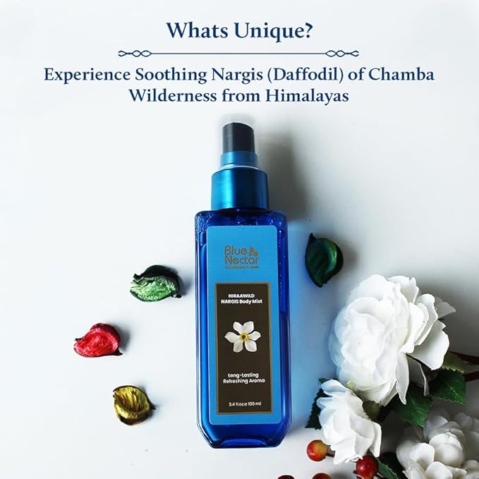 Blue Nectar Chamba Wild Nargis Body Mist for long lasting freshness and aromatic body odor (3.4 Fl oz)-BrightBean Baby