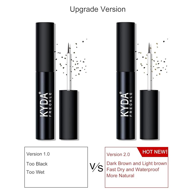 2 Colors Liquid Freckle Pen, Natural Like Freckle Makeup Pen Soft Dot Spot, Waterproof and Smudgeproof Quick Dry for Instant Create Realistic Freckles Make Up(Dark Brown+Light Brown)-BrightBean Baby