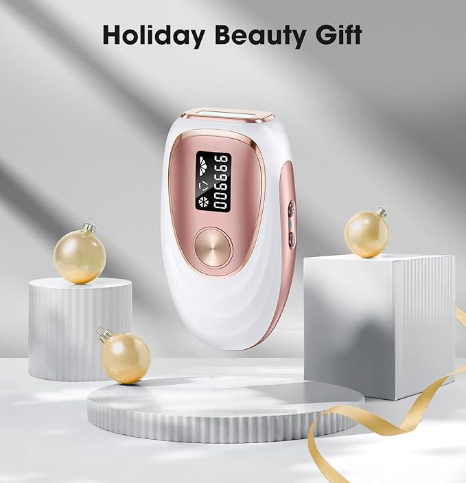 IPL Laser Hair Removal Device for Women & Men - Home 45°F Ice-Cooling Contact for Painless & Long-Lasting Results, 86% Hair Reduction in 3 Weeks for Full Body & Bikini Line, Rose Gold-BrightBean Baby