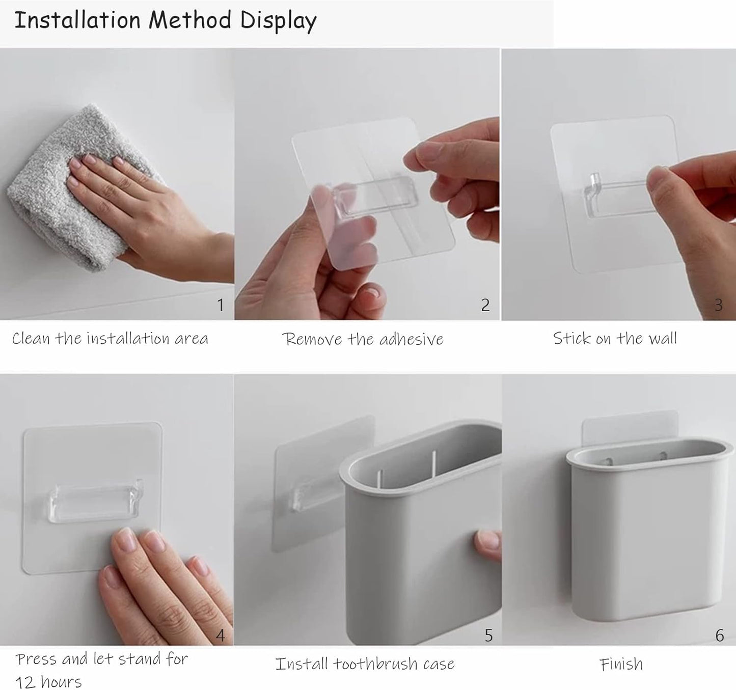 2 Packs Wall Mounted Toothbrush Holder, Self Adhesive Tooth Brush Holder for Bathroom Electric Toothbrush Toothpaste Razor Bathroom Accessories(Black)-BrightBean Baby