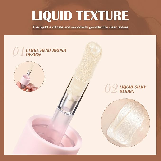 Liquid Highlighter Natural Glow For Face & Body, Waterproof Moisturizing Light Liquid Luminizer For Long Lasting Shimmer, Contour Highlighter Stick Easy to Apply with Cushion Applicator-BrightBean Baby