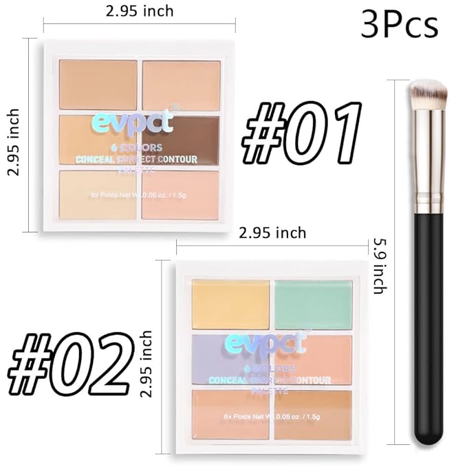 evpct 12 Color Conceal Correct Cream Contour Makeup Palette for Mature Skin Color Correcting Conceal trouble spots dullness dark circles Correct discolorations Camouflage imperfections Covers redness-BrightBean Baby