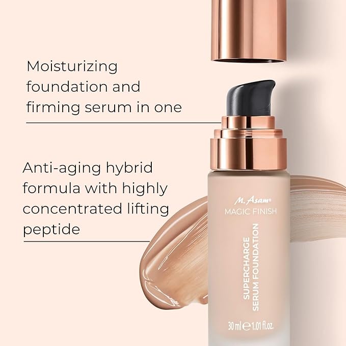M. Asam MAGIC FINISH Supercharge Serum Foundation Rose Fair (1.01 Fl Oz) - Moisturizing Make Up & Firming Face Serum In One, Anti-aging CC Cream With Optimal Coverage & Hyaluronic Acid-BrightBean Baby