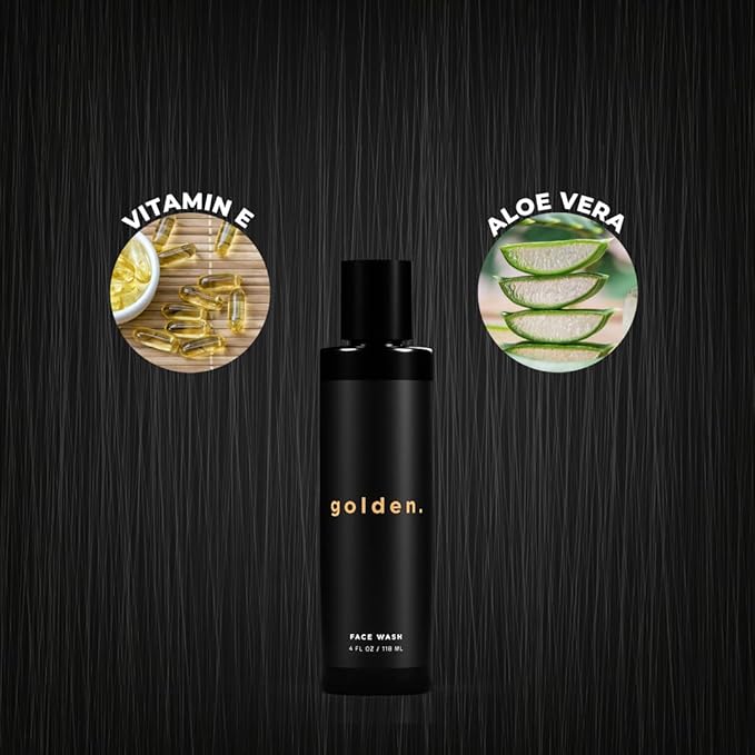 Golden Grooming Co. Men Face Wash with Aloe Vera & Vitamin E - Facial Cleanser for Men - Organic & Nature-Based - Ideal for Sensitive and Oily Skin - Rich Foaming Daily Cleanser - 4 oz.-BrightBean Baby