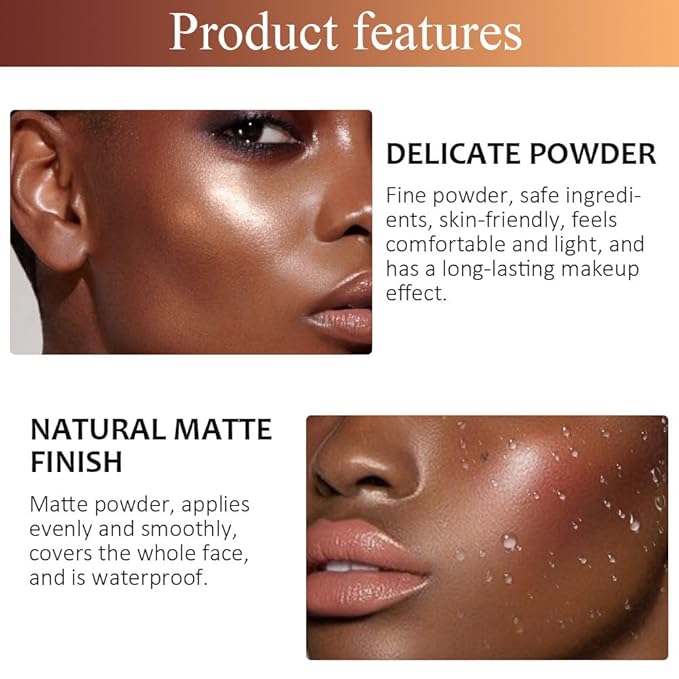 Pressed Matte Face Powder Makeup & Setting Powder for Poreless Wrinkle Blurring Contour Concealer Finishing,Lightweight,High Coverage,Shine Control, N.W 10g (06)-BrightBean Baby