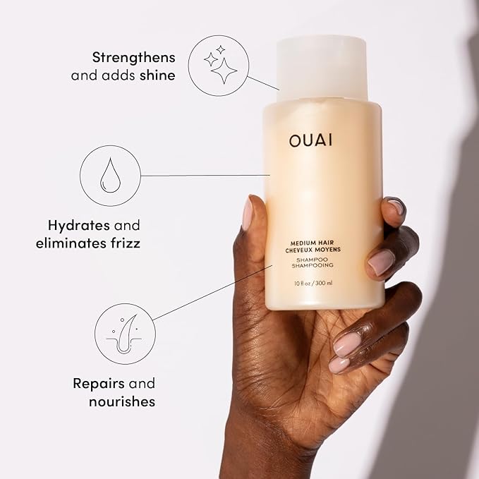OUAI Medium Shampoo - Hydrating Shampoo with Coconut Oil, Babassu, Kumquat Extract and Keratin - Strengthens, Nourishes and Adds Shine - Paraben, Phthalate and Sulfate Free Hair Care Products (10 Oz)-BrightBean Baby
