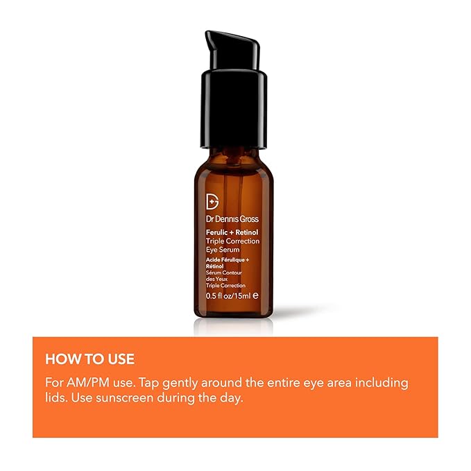 Dr. Dennis Gross Ferulic + Retinol Triple Correction Eye Serum: for Wrinkles, Loss of Elasticity, and Rough Texture, 0.5 fl oz-BrightBean Baby