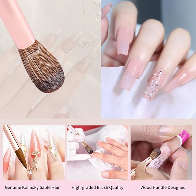 Acrylic Nail Brush Size 4,KEMEISI 100% Pure Kolinsky Nail Art Brushes Sturdy Handle Oval Shaped Acrylic Powder Nail Design Tools for Professional Manicure DIY Home Salon (White)-BrightBean Baby