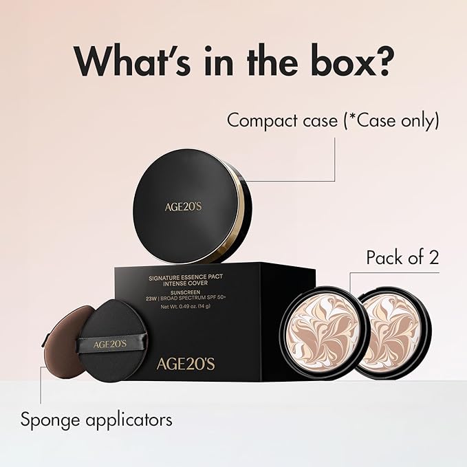 AGE20'S Signature Essence Pact SPF 50+ | Pack of 2 | 21N VANILLA | Cream Foundation, Dewy Finish, Natural Coverage | Korean Cushion Foundation-BrightBean Baby