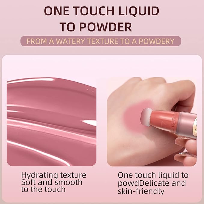 Liquid Blush Beauty Wand Matte Cream Blush Stick with Soft Cushion Applicator For Natural Cheek Tint Blendable Lightweight Long Lasting Dewy Finish makeup blush for Face(03 Plum Wine)-BrightBean Baby