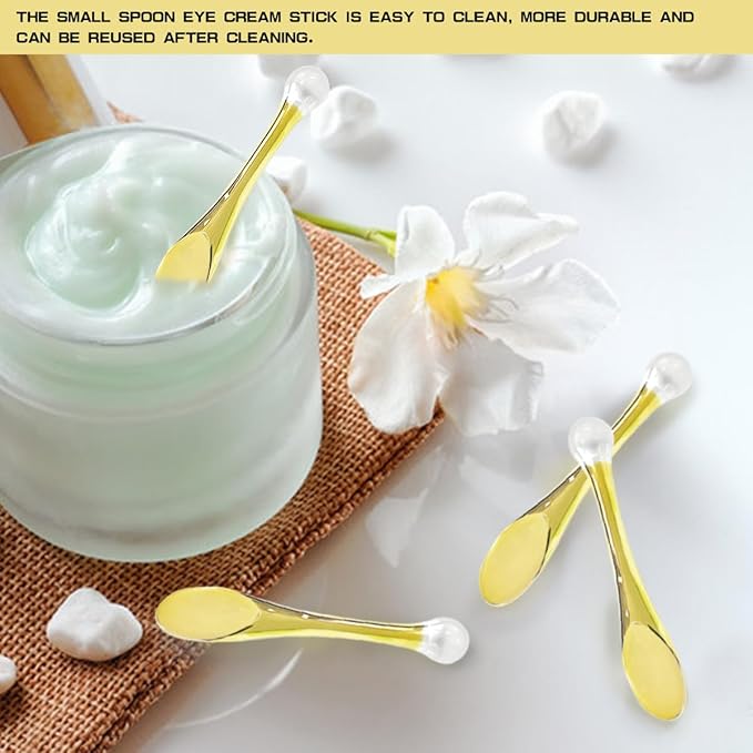 6Pcs Mini Eye Roller Plastic Eye Cream Massager Sticks Makeup Spatula Scoop Dark Circle Remover Beauty Cosmetic Tool for Skin Care,Golden-BrightBean Baby