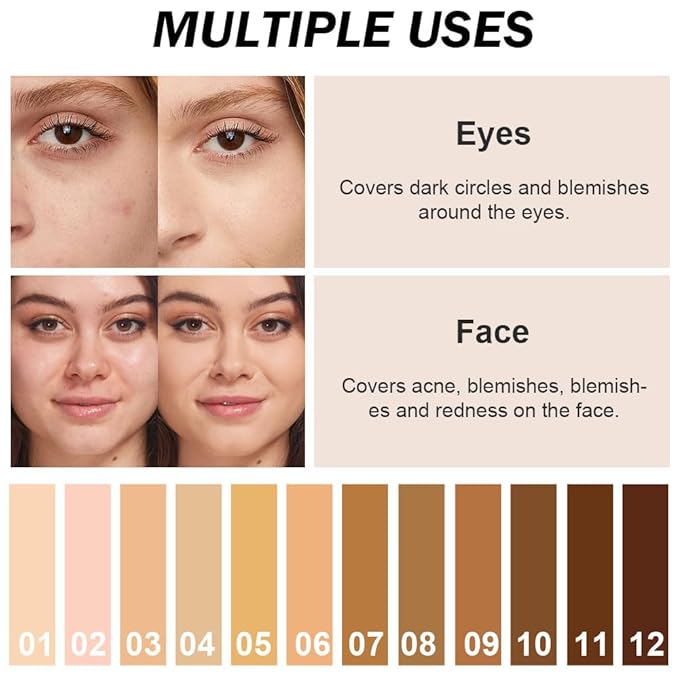 Kaely Cream Pot Concealer Full Coverage Set,Conceal Brighten Dark Circles,under Eye Brightener Color Correcting Concealer,Waterproof Foundation Palette with Brush,corrector de ojeras,Vegan Makeup,03-BrightBean Baby
