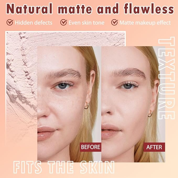 Oil Control Face Pressed Powder, Matte powder setting powder, long-lasting and waterproof loose powder, Flawless Lightweight Face Cosmetics, Cruelty-free, (02, 1 Pcs)-BrightBean Baby