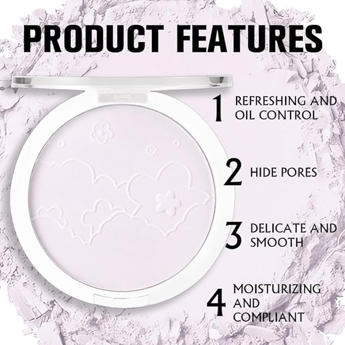 Face Oil Control Pressed Setting Powder-Clarifying Finishing Powder,Waterproof Long Lasting Translucent Powder Setting Powder Makeup,Blurs Fine Lines&Imperfections,Suitable for All-Day Use-BrightBean Baby