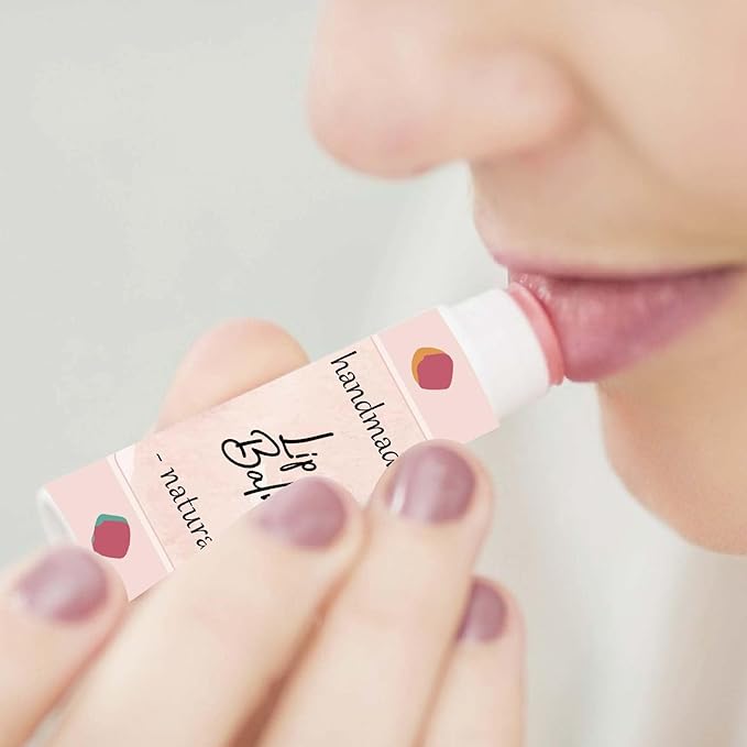 CRASPIRE 80Pcs 8 Styles Lip Balm Sticker Flower Background Self-Adhesive Homemade Lip Balm Labels Vintage Square DIY Heart Label Stickers for Lip Balm Containers Cosmetics Lipsticks-BrightBean Baby