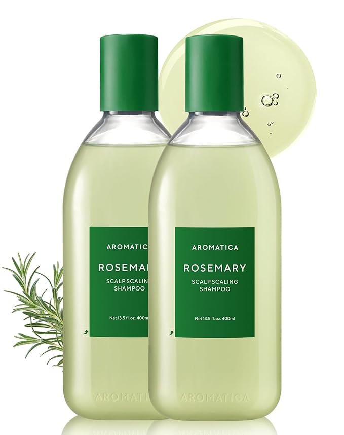 AROMATICA Rosemary Scalp Scaling Shampoo (2 packs) - Korean Hair Care with Thinning Hair Loss Natural Rosemary Essential Oil for Women Hair Growth - Free from Sulfate, Silicone, and Paraben (13.53 oz)-BrightBean Baby
