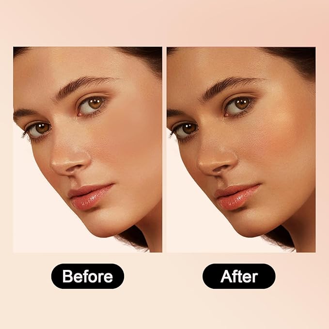 Baked Powder Contour Makeup, Brighten Bronzer Powder, Highlighter Bronzer Glow Palette, Cruelty Free Shimmer Bronzing Powder to Use For Contour Make up, Natural Finish & Easy to Use #002-BrightBean Baby