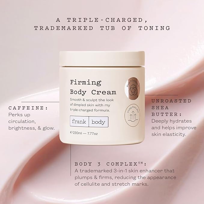 frank body Firming Body Cream | Caffeine & BODY 3 COMPLEX™ to Help Reduce the Look of Dimpled Skin & Stretch Marks | Vegan, Cruelty-Free, Hyper-Hydrating | 200ml-BrightBean Baby