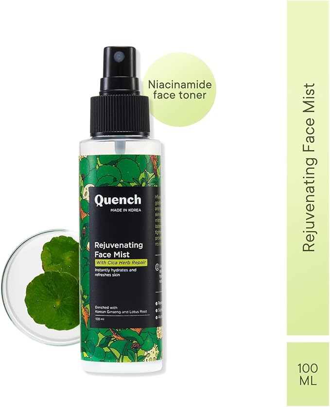 Quench CICA & 2% Niacinamide Face Mist Toner for Oil & Acne Control | Hydrates, Calms and Refreshes Skin | Gentle & Non-Irritating | Lightweight, Alcohol-Free and Non-Comedogenic (100ml)-BrightBean Baby