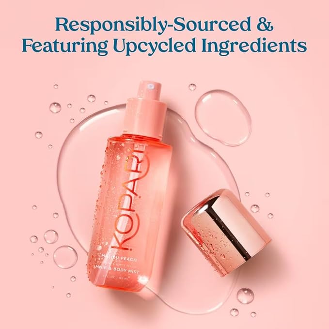 Kopari Hair & Body Mist Malibu Peach, Long-Lasting Playful Vibrant Tropical Scent, Warm Floral Fragrance, Blend of Peach with a Kiss of Jasmine, 4 oz-BrightBean Baby