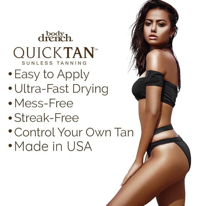 Body Drench QuickTan Instant Self Tanner Bronzing Spray, Salon-Quality Medium Dark Tan, Streak-Free, All Natural Self Tan, Tinted Formula, 6 oz (2-Pack)